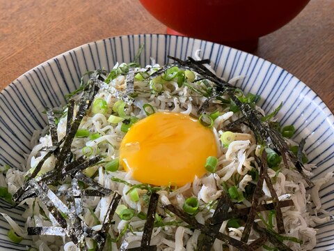 火を使わない！簡単月見しらす丼